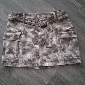 Camo Jean Mini Skirt with Belt